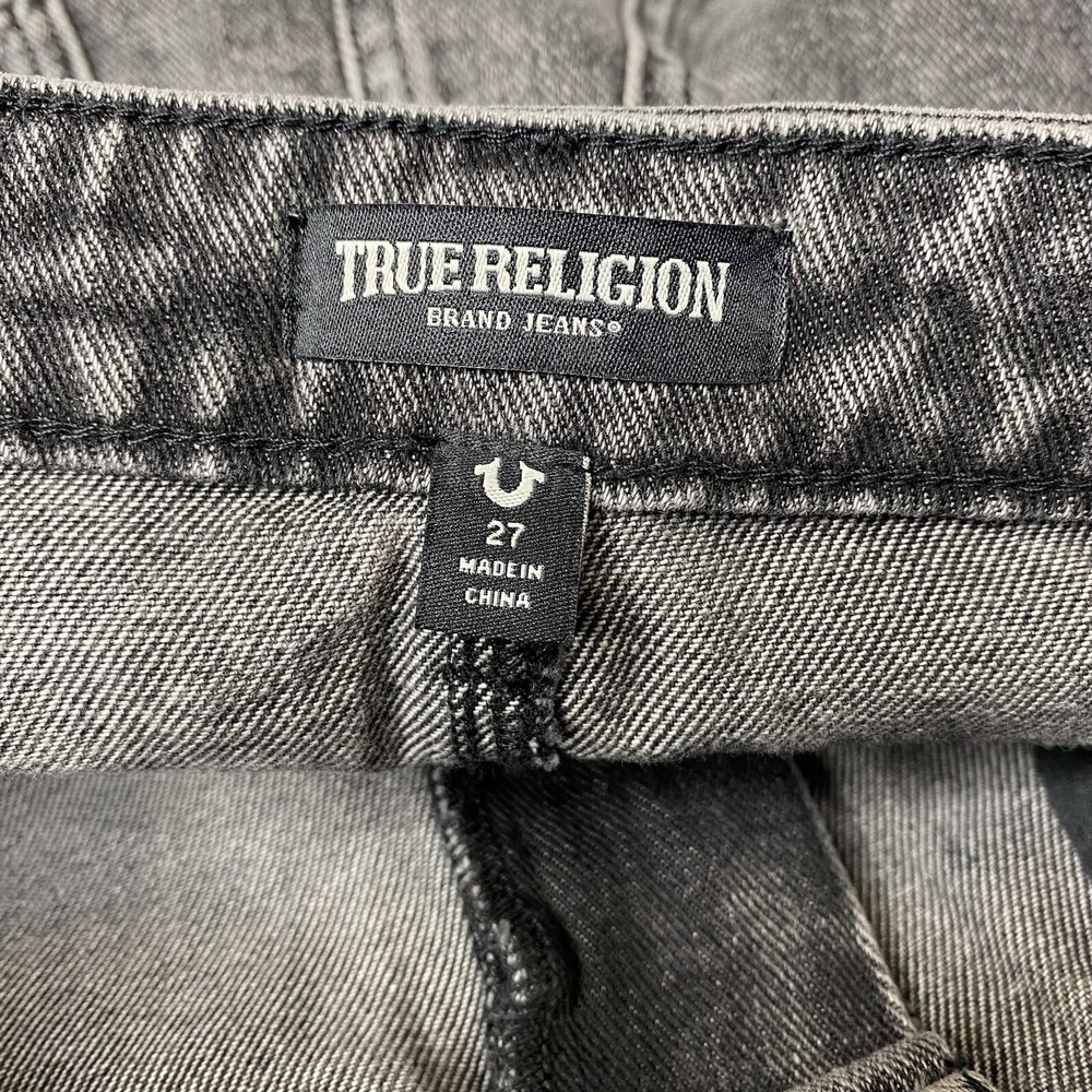 True Religion Vintage Style Charcoal Wash‎ Denim Cargo Midi Skirt Slit Front 27 - Picture 15 of 16